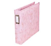 Craftelier - Eco-Leather Album with Marble Print and 5 Pockets 30.5 x 30.5 cm (12" x 12") | System 3 Silver Metal D-Rings | Size 33 x 38 x 7.5 cm - Pink