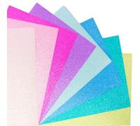 Craftelier - Glitter Cardstock, Pack of 24 Sheets and 8 Rainbow Colors, 190gsm 6" x 8", No-Shed Sparkle Paper for Scrapbooking and Crafts