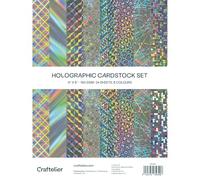Craftelier - Holographic Cardstock, Pack of 24 Sheets and 8 Bright Iridescent Effects, 190gsm 6" x 8", Reflective Paper for Crafts and Scrapbooking
