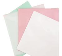 Craftelier - Kit of 12 Envelopes with Velcro Closure for Paper, Cardstock and Other Scrapbooking and Craft Materials | Size 30 x 30 cm | Includes 4 Colours: Pink, Turquoise, White and Crystal Clear