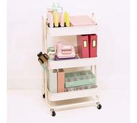 Craftelier - Metal Organisation Storage Cart with 3 Trays | 4 Castor Wheels 360º with Brakes | Max. Tray Load 2,99 kg | Distance between Trays 25,5 cm | Size 78 x 40 cm (30,71"x15,75") - White Colour