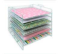 Craftelier - Metal Organizer Tray of 6 Shelves for Paper | Ideal for Organizing Scrapbooking and Crafts Materials | Turquoise - Size Approx. 35.7 x 33.2 x 33.2 cm
