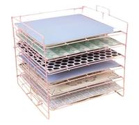 Craftelier Metal Tray, 6-Tier Organizer, Pink, 36 x 34 x 34 cm, Ideal for Scrapbooking and Crafting Materials