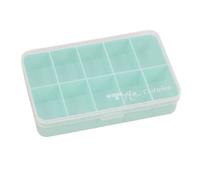 Craftelier - Mini organiser box with 10 compartments for scrapbooking. Materials: transparent and turquoise blue. Dimensions: 14.6 x 9.1 x 3.2 cm.