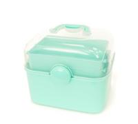 Craftelier - Multipurpose Storage Box | 3 Layer Storage Box | Bead Organizer in mint green | Portable Folding Compartment Organizer for Crafts, Sewing and Art, Medical | 10.94" x 9" x 9.25"
