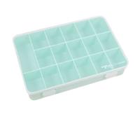 Craftelier - Organizer Box with 17 Compartments for Card Materials, Scrapbooking and Crafts | Dimensions 26.5 x 17.8 x 4.2 cm (10.4 x 7 x 1.65 inches) - Clear and Turquoise