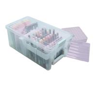 Craftelier - Organizer Box with Handle for Craft Supplies | Plastic Organizer Boxes with Lid | Transparent | 38.9 × 21 × 16.2 cm | Photo and School Supplies Organizer