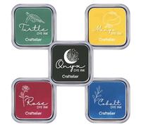 Craftelier - Pack of 5 Water-Based Inks Ideal for Acrylic or Rubber Stamps and Porous Surfaces | Tampon Size 4 x 4 cm - Box Size 6.3 x 6.3 cm | Rose, Mango, Cobalt, Turtle and Onyx