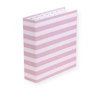 Craftelier - Pink Stripe Lined Cardboard Album | Pink and White - White 2 Ring System - Hard Covers and Sturdy | Dimensions 22.5 x 23 cm (6" x 8").