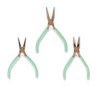 Craftelier - Set of 3 Precision Pliers for Cutting Wire, Flat and Round Nose with Non-Slip Handles, Stainless Steel Tools for Jewelry and Scrapbooking