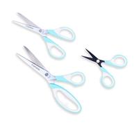 Craftelier - Set of 3 Stainless Steel Scissors in Different Sizes for Crafts - Ergonomic Handle | for Left and Right Handers | Sizes 11,4 cm, 16,51 cm and 21,59 cm - Colour Turquoise and White