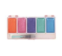 Craftelier - Set of 5 Metallic Mermaid Watercolour Colours + Brush with Water Tank | Ideal for Scrapbooking and Crafts Projects | Palette Size 14 x 6.5 cm - Godet Size 4.5 x 2.5 cm