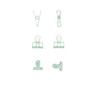 Craftelier - Set of 6 Metal Clips with 3 Sizes and 3 Different Designs | Fastener for Scrapbooking and Crafts Materials | Dimensions Approx. 1 x 5.5 cm, 3 x 4 cm, 3 x 3 cm - Turquoise