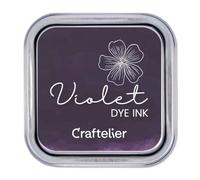 Craftelier - Water-Based Ink Pad | Metal Box with Strong Closure | Acrylic or Rubber Seals and Porous Surfaces | Tampon Size: 4 x 4 cm - Box Size: 6.3 x 6.3 cm | Colour: Violet