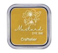 Craftelier - Water-Based Ink Pad | Metal Box with Strong Closure | Acrylic or Rubber Seals and Porous Surfaces | Tampon Size: 4 x 4 cm - Box Size: 6.3 x 6.3 cm | Colour: Mustard