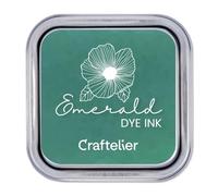 Craftelier - Water-Based Ink Pad | Metal Box with Strong Closure | Acrylic or Rubber Seals and Porous Surfaces | Tampon Size: 4 x 4 cm - Box Size: 6.3 x 6.3 cm | Colour: Emerald