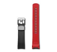CRAFTER BLUE CB09 22mm Curved End Rubber Watch Strap Quick Release Replacement Band for Seiko Samurai Prospex Automatic Dive Watch SRPB51, SRPB09, SRPB53, SBDY007, SBDY009, SBDY011 etc Black and Red