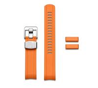 CRAFTER BLUE CB13-GMT 20MM Curved End Watch Band Rubber Strap Replacement for Seiko MM200 GMT, SPB381, SPB383, SPB385, SBEJ009, SBEJ013, SBEJ011, Orange