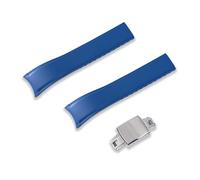 CRAFTER BLUE Watchbands CX03 Curved End 20mm FKM Rubber Watch Strap with Buckle Universal Replacement Band for Men and Women, Royal Blue