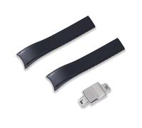 CRAFTER BLUE Watchbands CX03 Curved End 22mm FKM Rubber Watch Strap with Buckle Universal Replacement Band for Men and Women, Black