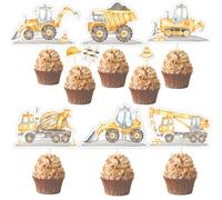 Crafter King Construction Cupcake Toppers (18PCS) - Dump Truck, Bulldozer, Cone, Barricade, Helmet Picks - Under Construction Party Decorations for Boys, Kids Birthday, Cake & Cupcake Decor