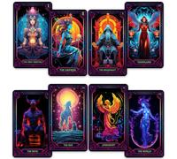 CRAFTERIAN Neon Tarot Cards │78 Tarot Cards │Original Tarot Cards for Beginners and Experts with Guide Book and Foil Edges│Fortune Telling Game, Divination Tools for All Skill Levels,.
