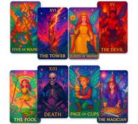 CRAFTERIAN Rainbow Fairy Tarot Deck - 78 Magical Cards with Foiled Edges, 96-Page Guidebook & Sturdy Box - Glossy Finish - Cute Colorful Fairy-Themed Tarot for Beginners & Collectors