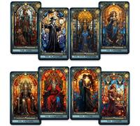 CRAFTERIAN Stained Glass Tarot Cards, 78 Tarot Deck with Foil Edges, Original Tarot Cards for Beginners and Experts with Guide Book, Fortune Telling Game, Divination Tools for All Skill Levels