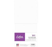 Crafter's Companion - 6" x 6" White Linen Card & Envelopes - Pack of 100 - Includes 50 White Linen Effect Card Blanks & 50 Matching Envelopes - Great for a Variety of Occasions