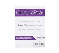 Crafter's Companion A4 50-Piece Centura Pearl Sheet Card Pack, Snow White/Hint of Gold
