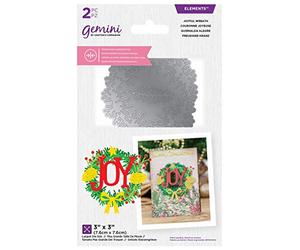 Crafters Companion Gemini Christmas Elements Double-Sided Metal Cutting Die-Joyful Wreath, Silver, one Size GEM-DSD-ELE-Joy