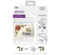 Crafter's Companion Gemini - Clear Acrylic Stamp & Metal Cutting Die Set - Festive Foliage, Silver, One Size, GEM-STD-FFOL