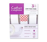 Crafter's Companion Low Tack Tape for Paper and Card Projects - Pack of 3 - Perfect for Using on Stencils, Masking and Inks - Each Roll Includes 75 metres (1.9cm thick), White