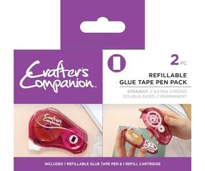 Crafter's Companion Refillable Adhesive Glue Tape Rollers - Straight - Long Lasting 30m Length - Permanent - Includes One Refill - Great for Cardmaking & Scrapbooking