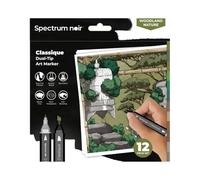Crafter's Companion Spectrum Noir Classique Blend Twin Tip Blendable Alcohol Based Marker Set - Pack of 12 - Woodland Nature