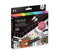 Crafter's Companion Spectrum Noir Classique Blend Twin Tip Blendable Alcohol Based Marker Set with Japanese Nibs - Pack of 12 - Perfect for Colouring, Drawing & Illustration (Brights Pack)