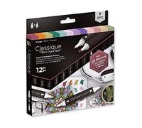 Crafter's Companion Spectrum Noir Classique Blend Twin Tip Blendable Alcohol Based Marker Set with Japanese Nibs - Pack of 12 - Perfect for Colouring, Drawing & Illustration (Vintage Pack)