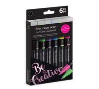 Crafters Companion Spectrum Noir-Outline Marker-Dazzling Brights (Pack of 6), One Size, SN-OUTM-BRI6
