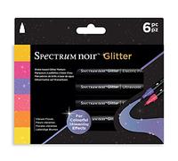 Crafter's Companion Spectrum Noir-Water-Based Glitter Marker Pack of 6-Vibrant Florals