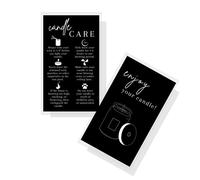 Crafters Cup Handmade Candle Care Instruction Card 50 Pack For Handmade Candle Makers Soy Bees Wax Coconut Essential Oils Black with White, 3.5 x 2 inches