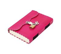 Craftezo Leather Journal with lock and key, Writing Pad Blank Notebook Handmade Notepad Men & Women Unlined Paper Best Present Art Sketchbook Travel Diary To Write Book Of Shadow (PINK)