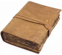 Craftezo Vintage Leather Journal - Antique Leather Bound Journal Writing Notebook Sketchbook - Journal Deckle Edges Paper, Old looking Journal, 9x6 Inches