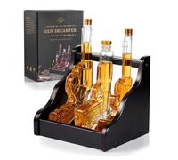 CRAFTGEN Gifts for Men Dad 3 Gun Whiskey Decanter Set - Valentines' Day Birthday Gift Ideas for Him Husband Boyfriend, Home Bar Liquor Dispenser for Bourbon and Tequila, CG_007