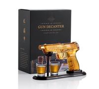 CRAFTGEN Whiskey Gun Decanter Set with Shot Glasses - Handcrafted Father's Day Birthday Gift Ideas for Men, Dad - Liquor Decanter for Bourbon, Alcohol, Tequila, Whisky, Funny Home Bar Drinking Present
