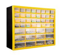 CraftGenes 44 Drawer Screw Storage Organiser Cabinet, Wall Mounted Small Parts Storage with Adjustable Dividers, Plastic Tool Drawer Unit for Garage, Workshop & Craft