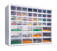 CraftGenes 44 Drawer Screw Storage Organiser, Grey Small Parts Cabinet with Smooth-Slide Drawers & Adjustable Dividers. Sturdy Wall Mountable Plastic Unit for Garage, Workshop & DIY, Screws, Beads