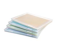 CraftGenes A4 Paper Storage Box - Set of 4 Clear Plastic File Boxes with Lids - Lightweight Organiser for Craft Paper, Documents, Cardstock, Photos & Office Supplies