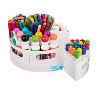 CraftGenes Art Supplies Organizer, Extra Large 360° Rotating Desk Organizer with 7 Removable Compartments, Marker Organizer for Home, Office, and Classroom, Crayon Holder