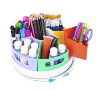 CraftGenes Art Supply Organizer, Extra Large 360° Pencil Caddy with 7 Removable Compartments for Kids, Rainbow Stationary Marker Organizer for Home, School, and Classroom