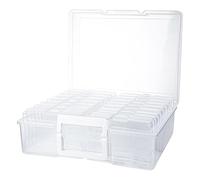 CraftGenes Crystal Clear Photo Storage Box, 16 Inner 4x6 Transparent Photo Cases with Handle, Large Plastic Organiser for Pictures, Seeds, Cards & Crafts, Professional Archival Box